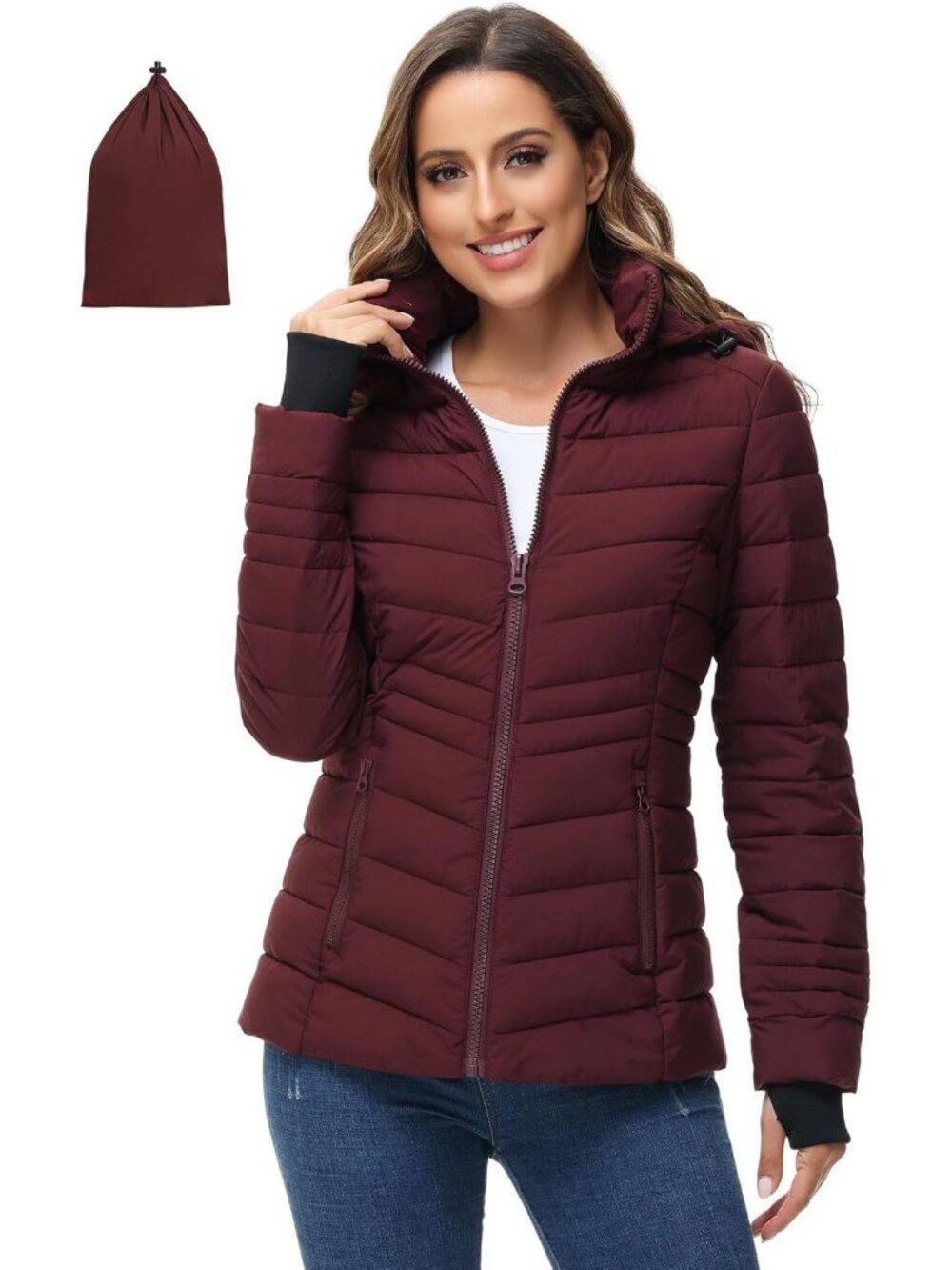 Lightweight Packable Hooded Puffer Jacket for Women - Perfect for Travel & Cold